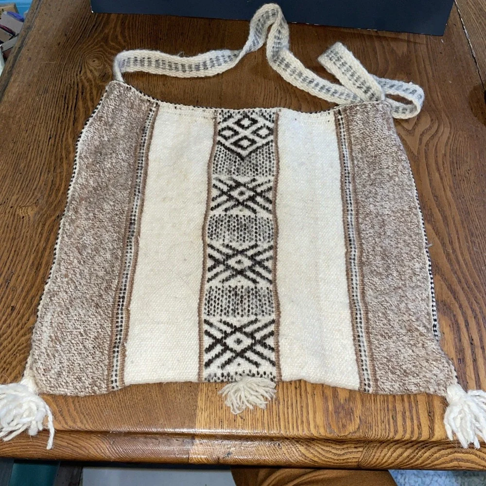 Vintage Medium Size Shoulder Bag - Wool Neutral‎ Colors Geometric patterns
